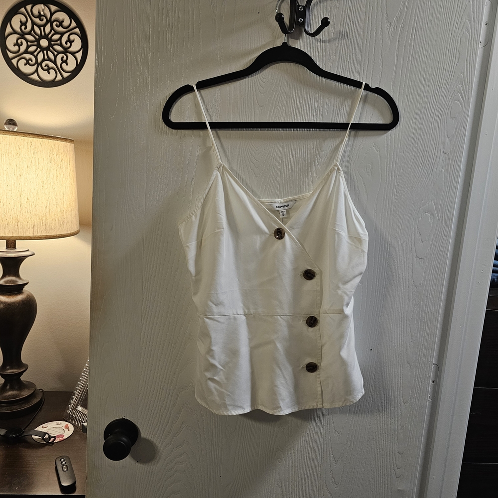 Express White Camisole with Button Detail